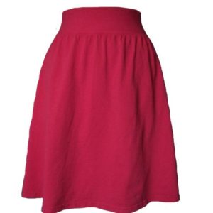 Crimson Red Jersey Knit Skirt with a Rolled Waistband