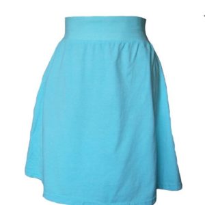 Turquoise Jersey Knit Skirt with Rolled Waistband