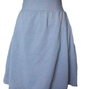 Grey Jersey Knit Skirt with a Rolled Waistband